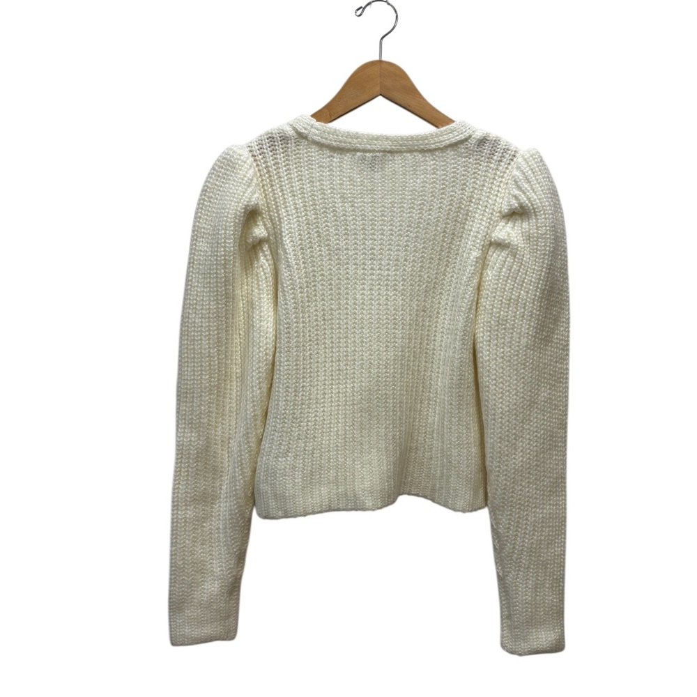Preppy Coastal Anthropologie Current Air Puff Sleeve Cardigan - Picture 4 of 13